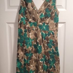 Flowery brown & green summer fall dress